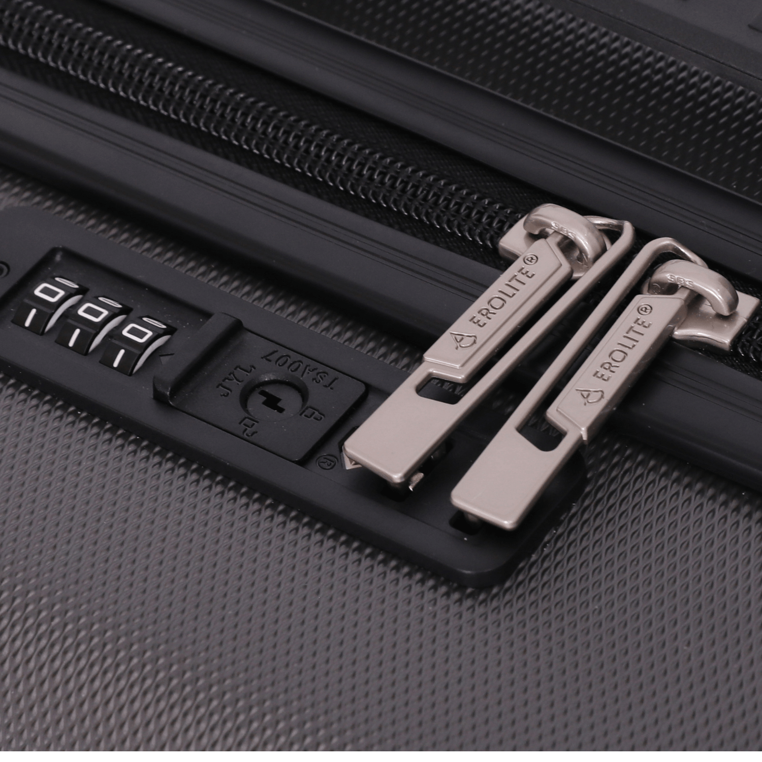Close-up of Aerolite suitcase TSA combination lock