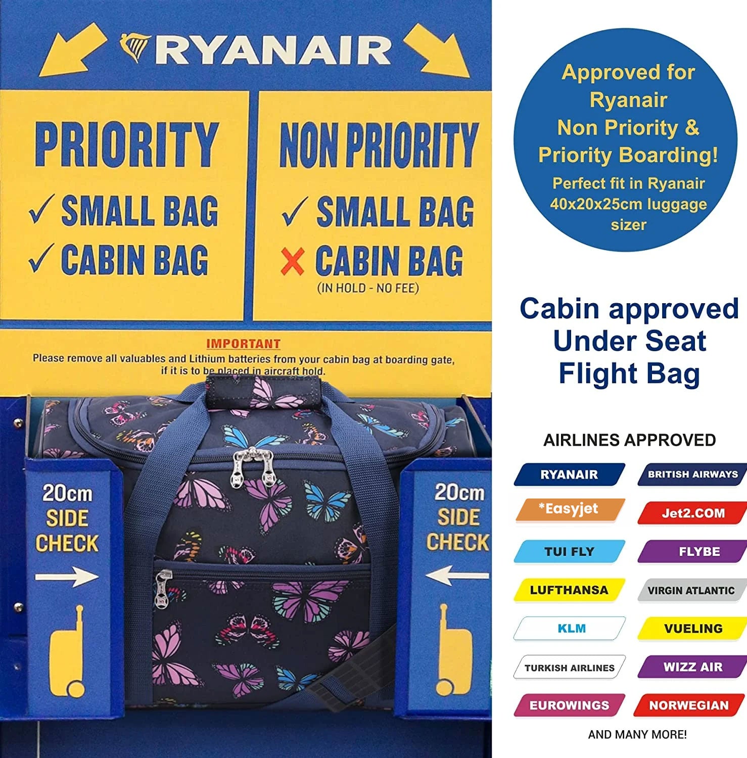 5 Cities (40x20x25cm) Ryanair Approved Hand Luggage Holdall Flight Bag, Under Seat Cabin Holdall – Take The Max On Board
