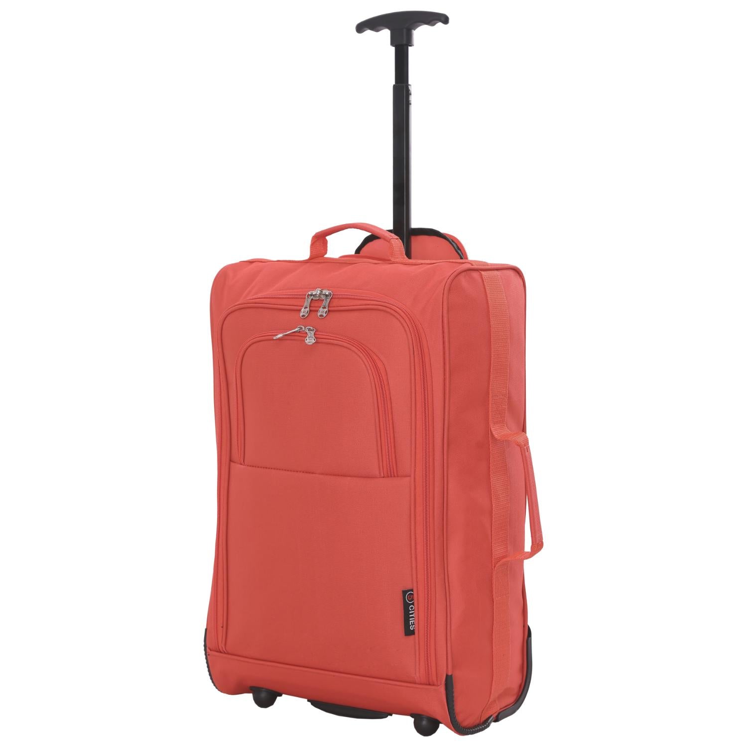 5 Cities (55x35x20cm) Lightweight Cabin Hand Luggage With a Retractable Telescopic Handle, Approved For Ryanair/easyJet/British Airways & more - Packed Direct UK