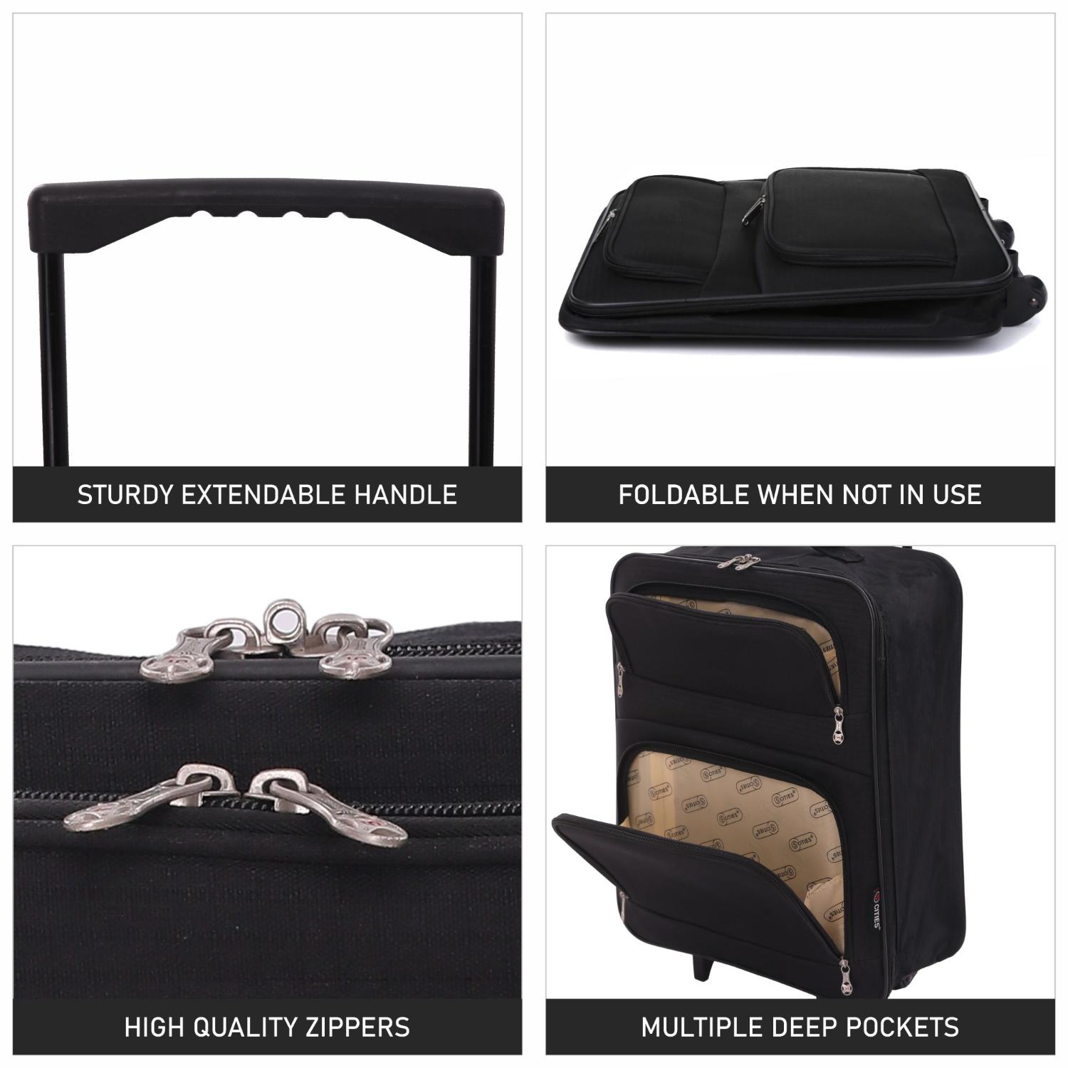 5 Cities (55x40x20cm) Lightweight Folding Cabin Hand Luggage (x2 Set) - Packed Direct UK