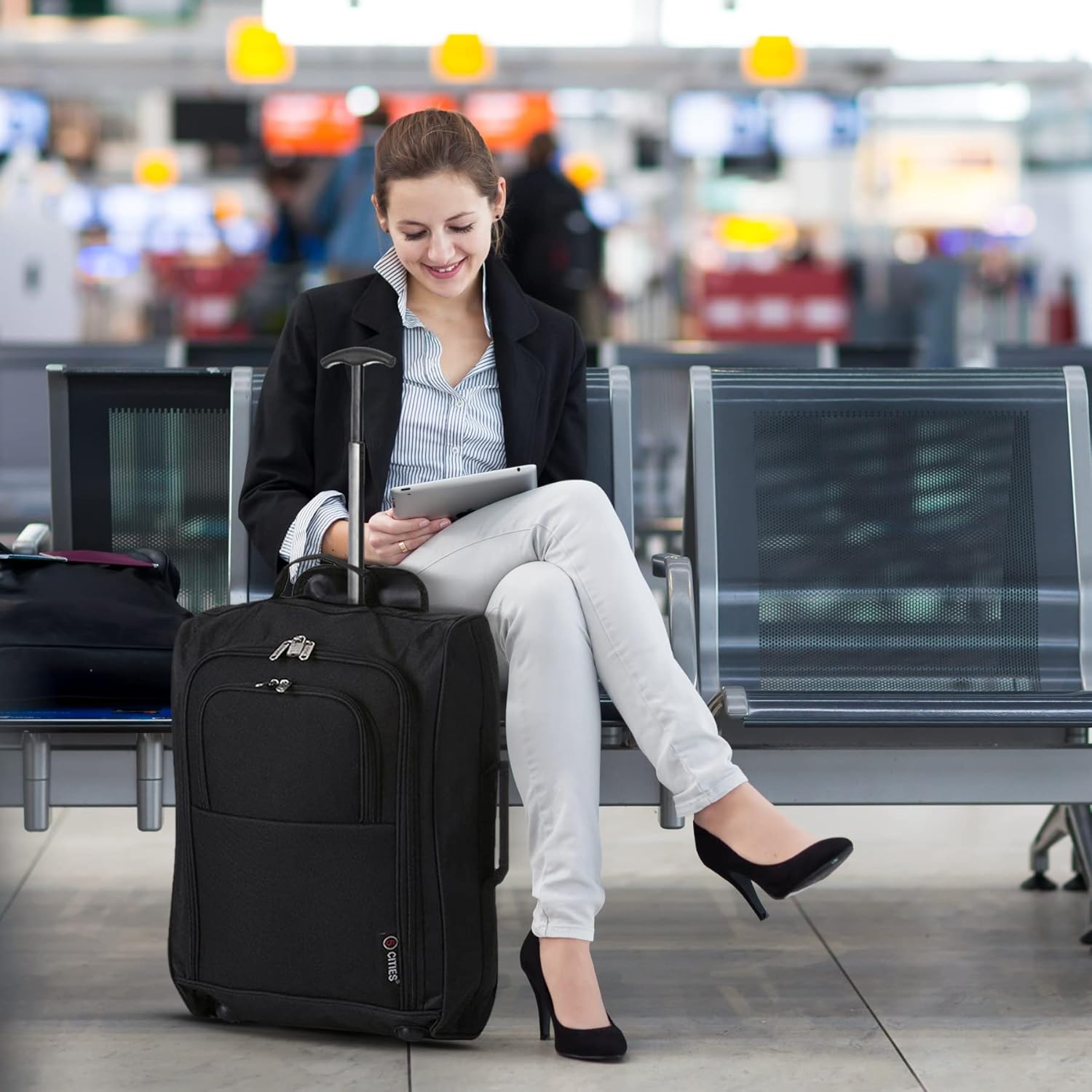 5 Cities British Airways Maximum Size Bundle, 56x45x25cm Large Cabin Softshell Suitcase & 40x30x15cm Under Seat Holdall