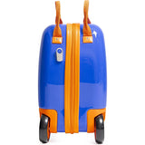 Aerolite MiniMax Childrens Ride - On Suitcase Fits 45x36x20cm EasyJet Maximum Size Kids Hand Luggage With Wheels 29L, Free Neck Pillow, Travel Bag & Stickers (Blue) - Aerolite UK