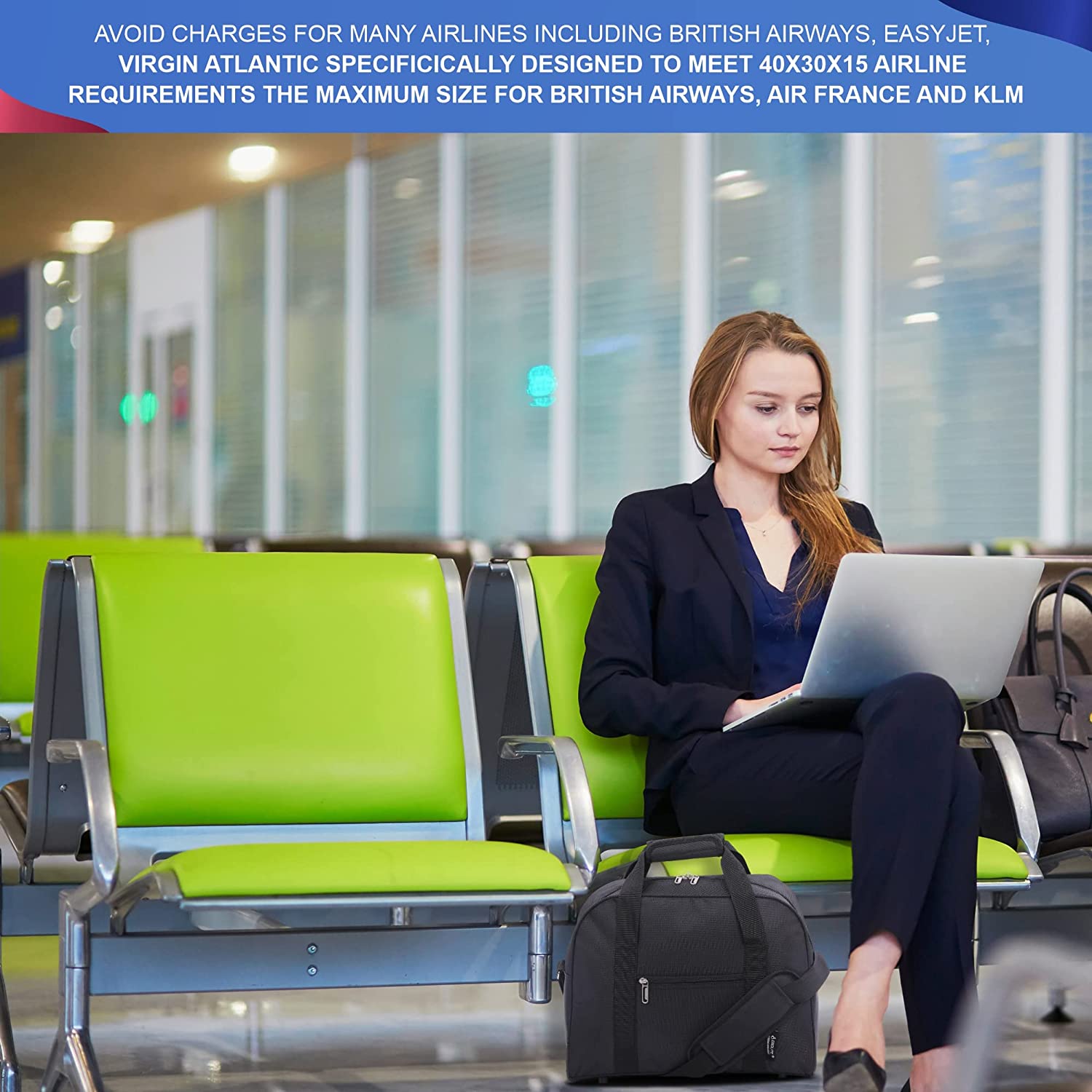 5 Cities British Airways Maximum Size Bundle, 56x45x25cm Large Cabin Softshell Suitcase & 40x30x15cm Under Seat Holdall