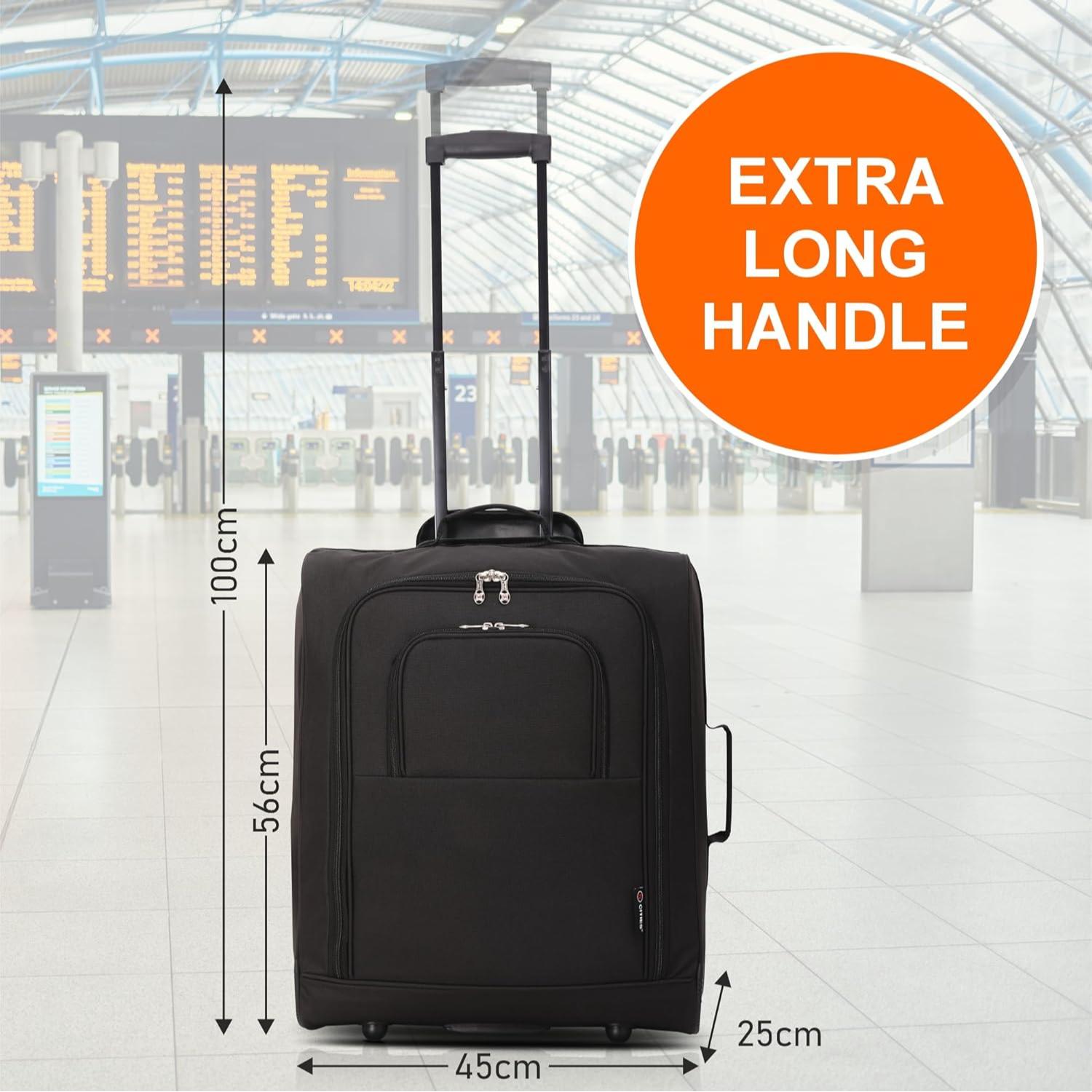 5 Cities (56x45x25cm) Easyjet, British Airways Maximum Cabin Allowance Lightweight Cabin Hand Suitcase, 2 Years Of Warranty
