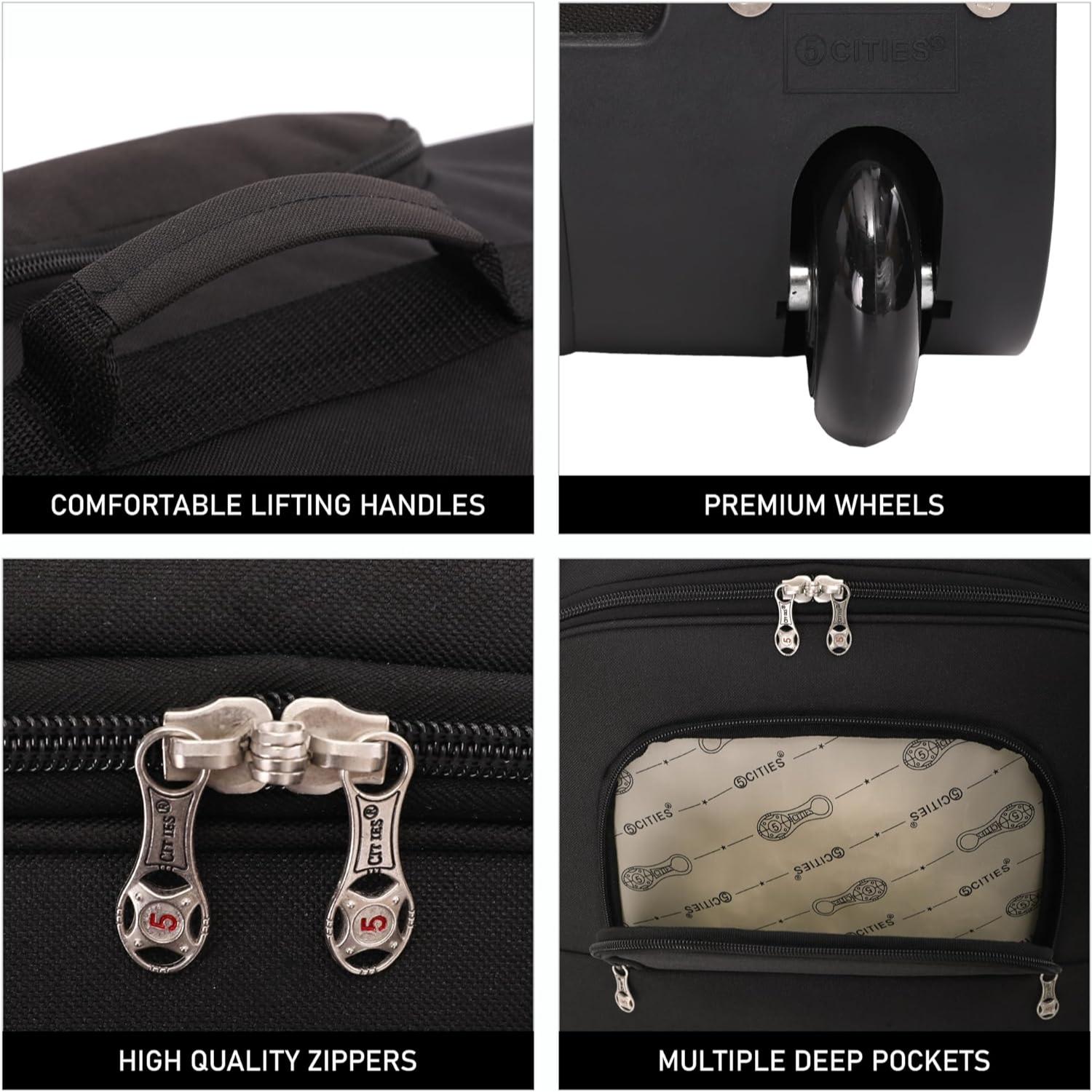 5 Cities (56x45x25cm) Easyjet, British Airways Maximum Cabin Allowance Lightweight Cabin Hand Suitcase, 2 Years Of Warranty