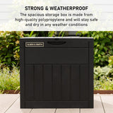 Olsen & Smith Lockable Outdoor Garden Plastic Storage Box Container Chest Lawn Balcony Furniture, Weather Resistant, Wood Panel Effect (126L)