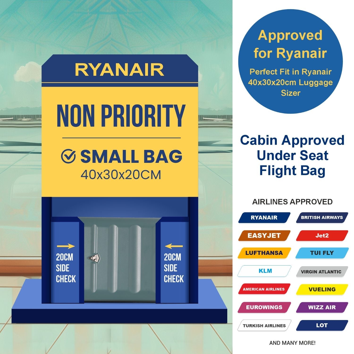 Aerolite 40x20x25cm Ryanair Approved Cabin Bag – Lightweight 2-Wheel Hard Shell Underseat Luggage with TSA Lock – Eco-Friendly Interior – Forest Green