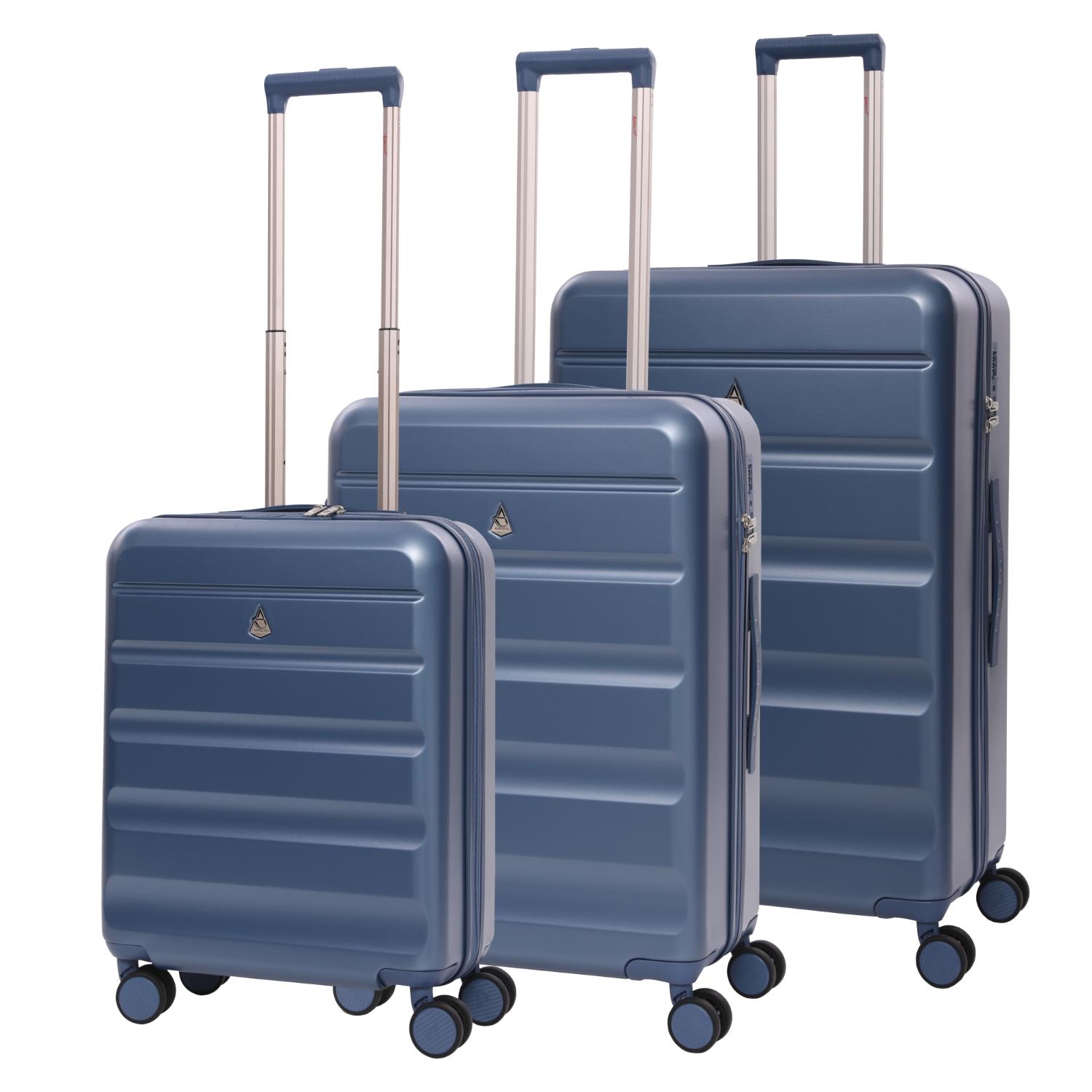 Aerolite 3-Piece Luggage Set – Lightweight Hard Shell Suitcases with 4 Dual Spinner Wheels & TSA Lock – Expandable Cabin (21”), Medium (24”), Large (28”) – Expandable Carry-On Case Included – Blue