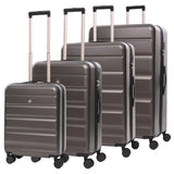 Aerolite Lightweight 4-Piece ABS Hard Shell 4 Dual Wheel Spinner Travel Luggage Suitcase Set, Expandable Cabin + Medium + Large + Extra Large (CHARCOAL)