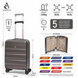 Aerolite Lightweight 4-Piece ABS Hard Shell 4 Dual Wheel Spinner Travel Luggage Suitcase Set, Expandable Cabin + Medium + Large + Extra Large (CHARCOAL)