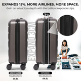 Aerolite Lightweight 4-Piece ABS Hard Shell 4 Dual Wheel Spinner Travel Luggage Suitcase Set, Expandable Cabin + Medium + Large + Extra Large (CHARCOAL)