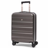Aerolite Lightweight 4-Piece ABS Hard Shell 4 Dual Wheel Spinner Travel Luggage Suitcase Set, Expandable Cabin + Medium + Large + Extra Large (CHARCOAL)
