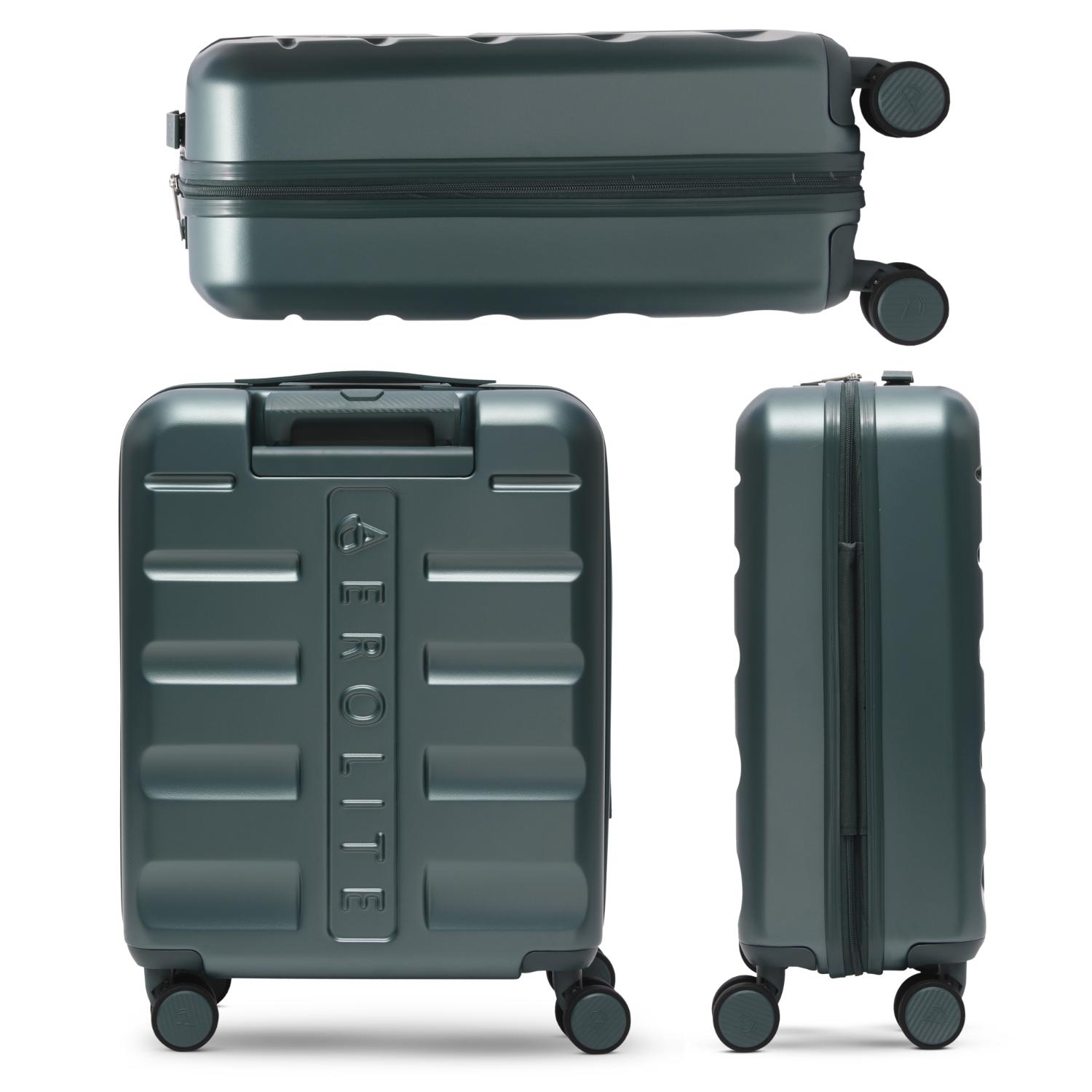 Aerolite 3-Piece Luggage Set – Lightweight Hard Shell Suitcases with 4 Dual Spinner Wheels & TSA Lock – Expandable Cabin (21”), Medium (24”), Large (28”) – Expandable Carry-On Case Included – Forest Green