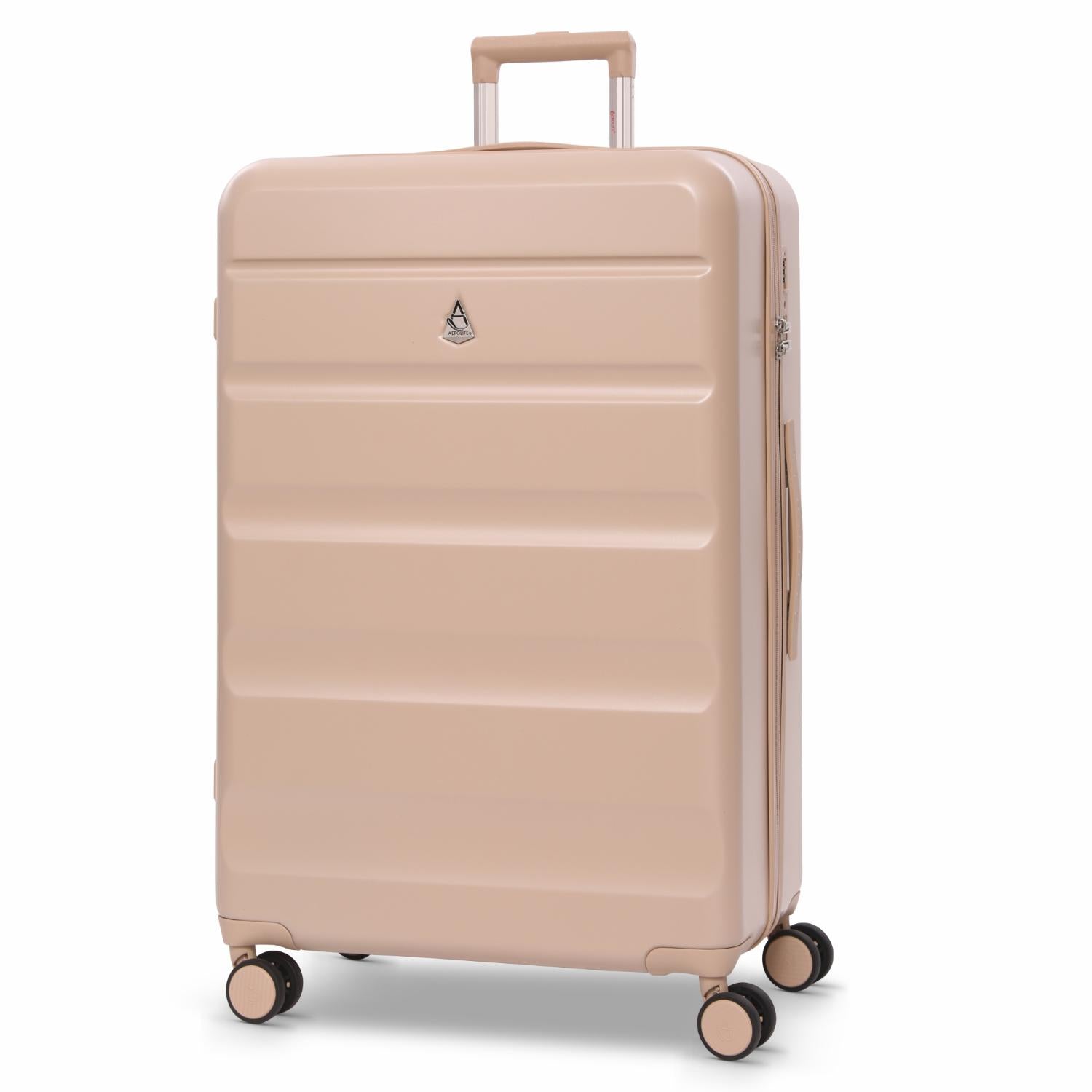 Aerolite Large 28" 100L Lightweight ABS Hard Shell Suitcase, 4 Dual Wheel Spinner, TSA Lock, Durable Check-In Hold Luggage - Beige