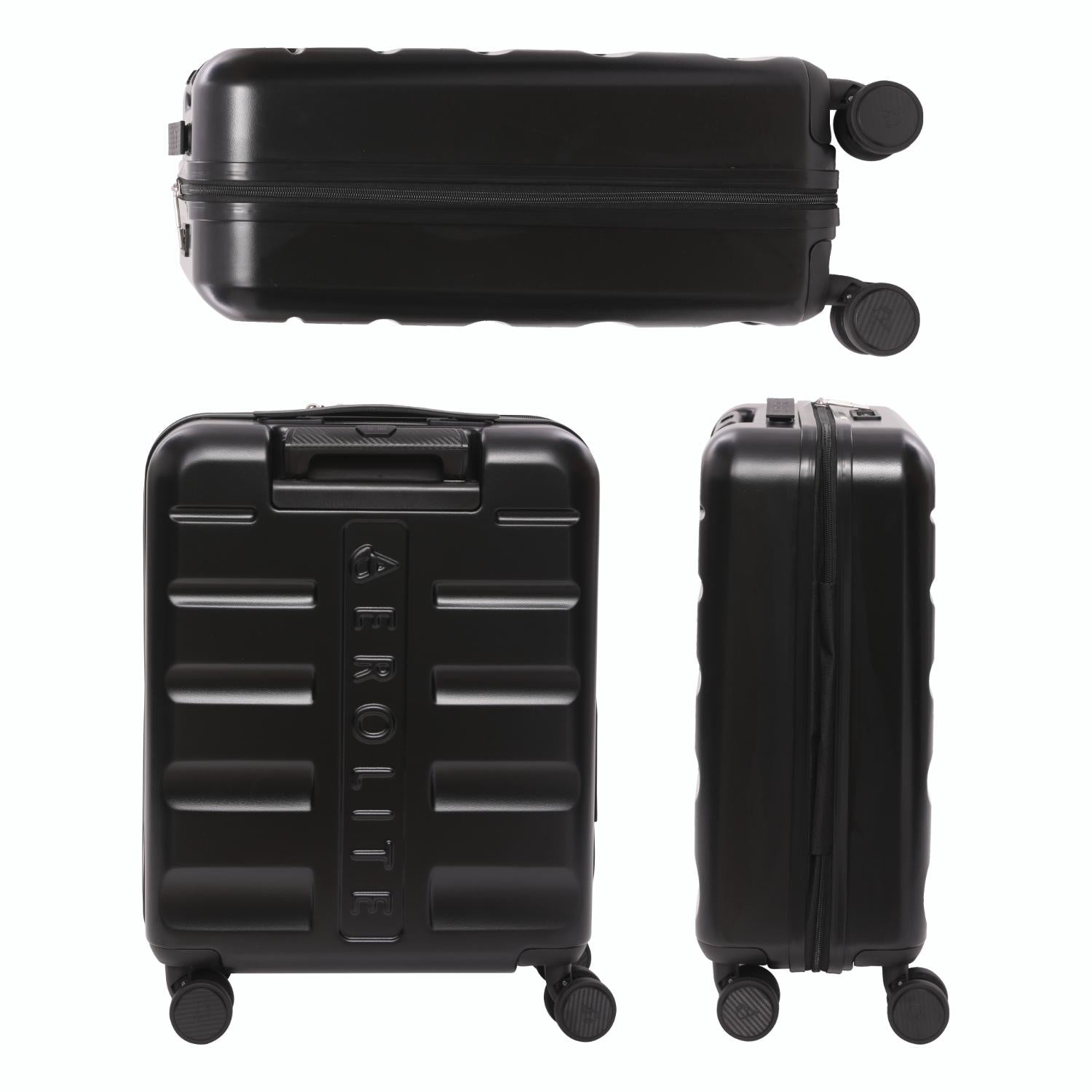 Aerolite 3-Piece Luggage Set – Lightweight Hard Shell Suitcases with 4 Dual Spinner Wheels & TSA Lock – Expandable Cabin (21”), Medium (24”), Large (28”) – Expandable Carry-On Case Included – Black