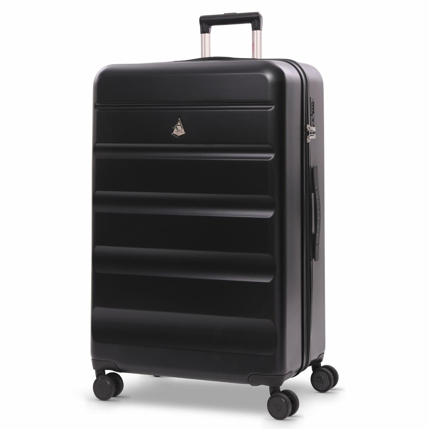 Aerolite 3-Piece Luggage Set – Lightweight Hard Shell Suitcases with 4 Dual Spinner Wheels & TSA Lock – Expandable Cabin (21”), Medium (24”), Large (28”) – Expandable Carry-On Case Included – Black