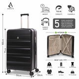 Aerolite Large 28" 100L Lightweight ABS Hard Shell Suitcase, 4 Dual Wheel Spinner, TSA Lock, Durable Check-In Hold Luggage - Black