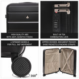 Aerolite Large 28" 100L Lightweight ABS Hard Shell Suitcase, 4 Dual Wheel Spinner, TSA Lock, Durable Check-In Hold Luggage - Black