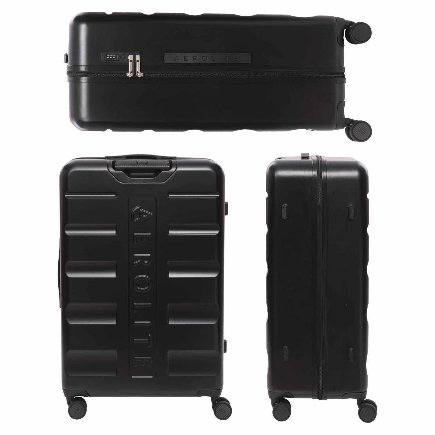 Aerolite Large 28" 100L Lightweight ABS Hard Shell Suitcase, 4 Dual Wheel Spinner, TSA Lock, Durable Check-In Hold Luggage - Black