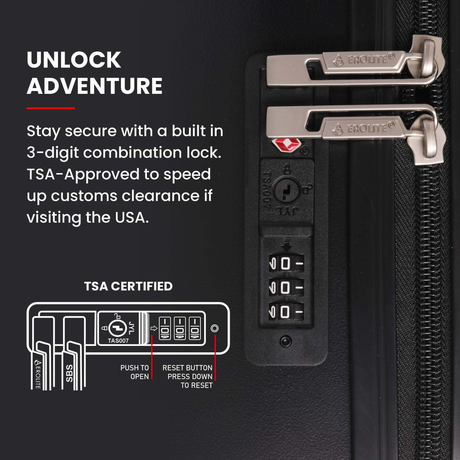 Aerolite Large 28" 100L Lightweight ABS Hard Shell Suitcase, 4 Dual Wheel Spinner, TSA Lock, Durable Check-In Hold Luggage - Black