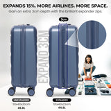 Aerolite 3-Piece Luggage Set – Lightweight Hard Shell Suitcases with 4 Dual Spinner Wheels & TSA Lock – Expandable Cabin (21”), Medium (24”), Large (28”) – Expandable Carry-On Case Included – Blue