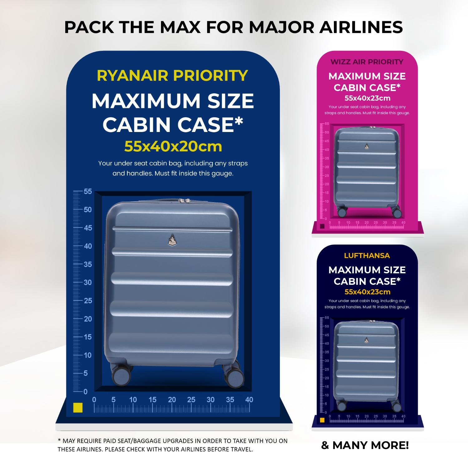 Aerolite 3-Piece Luggage Set – Lightweight Hard Shell Suitcases with 4 Dual Spinner Wheels & TSA Lock – Expandable Cabin (21”), Medium (24”), Large (28”) – Expandable Carry-On Case Included – Blue