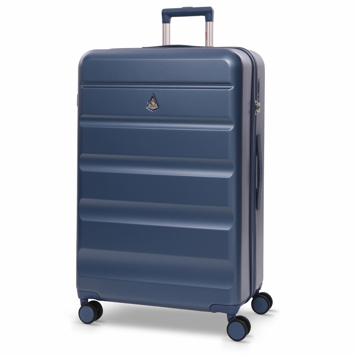 Aerolite Lightweight ABS Hard Shell 4 Wheel Spinner 4 Piece Travel Luggage Suitcase Set , Cabin + Medium + Large + Extra Large (BLUE)