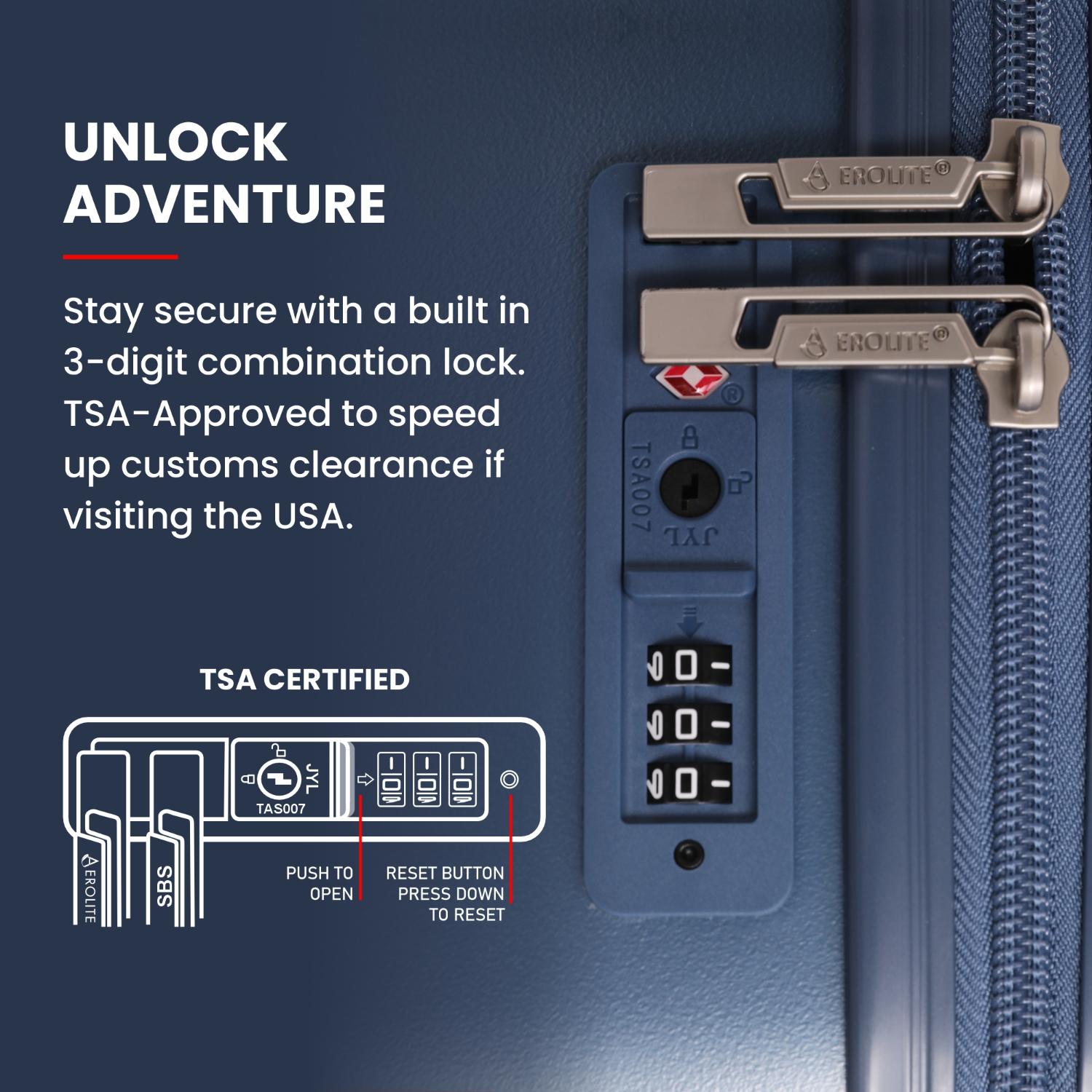 Aerolite Extra Large XL 32" 144L Lightweight ABS Hard Shell Suitcase, 4 Dual Wheel Spinner, TSA Lock, Heavy-Duty Check-In Travel Luggage - Blue