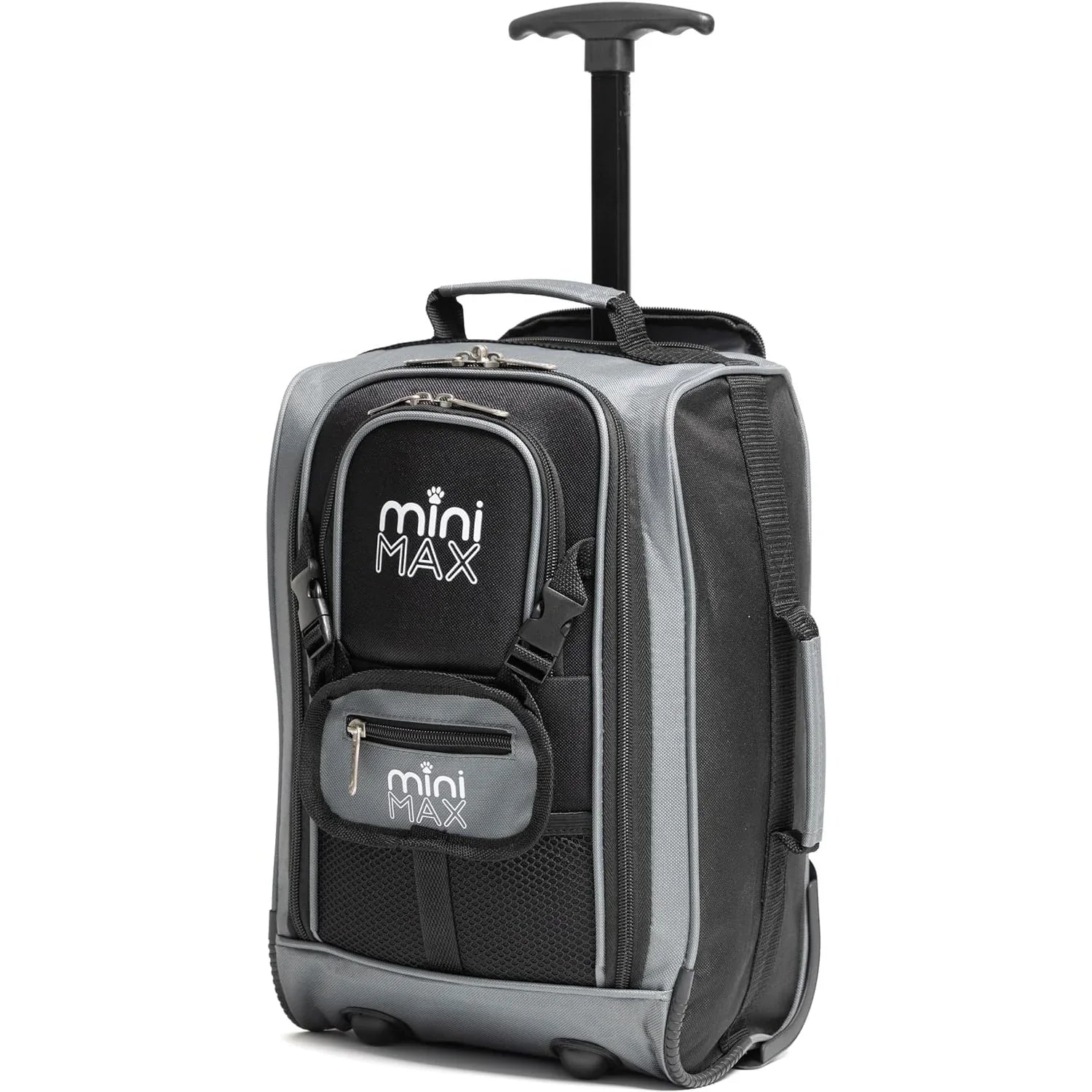 Aerolite MiniMAX black trolley backpack with handle extended