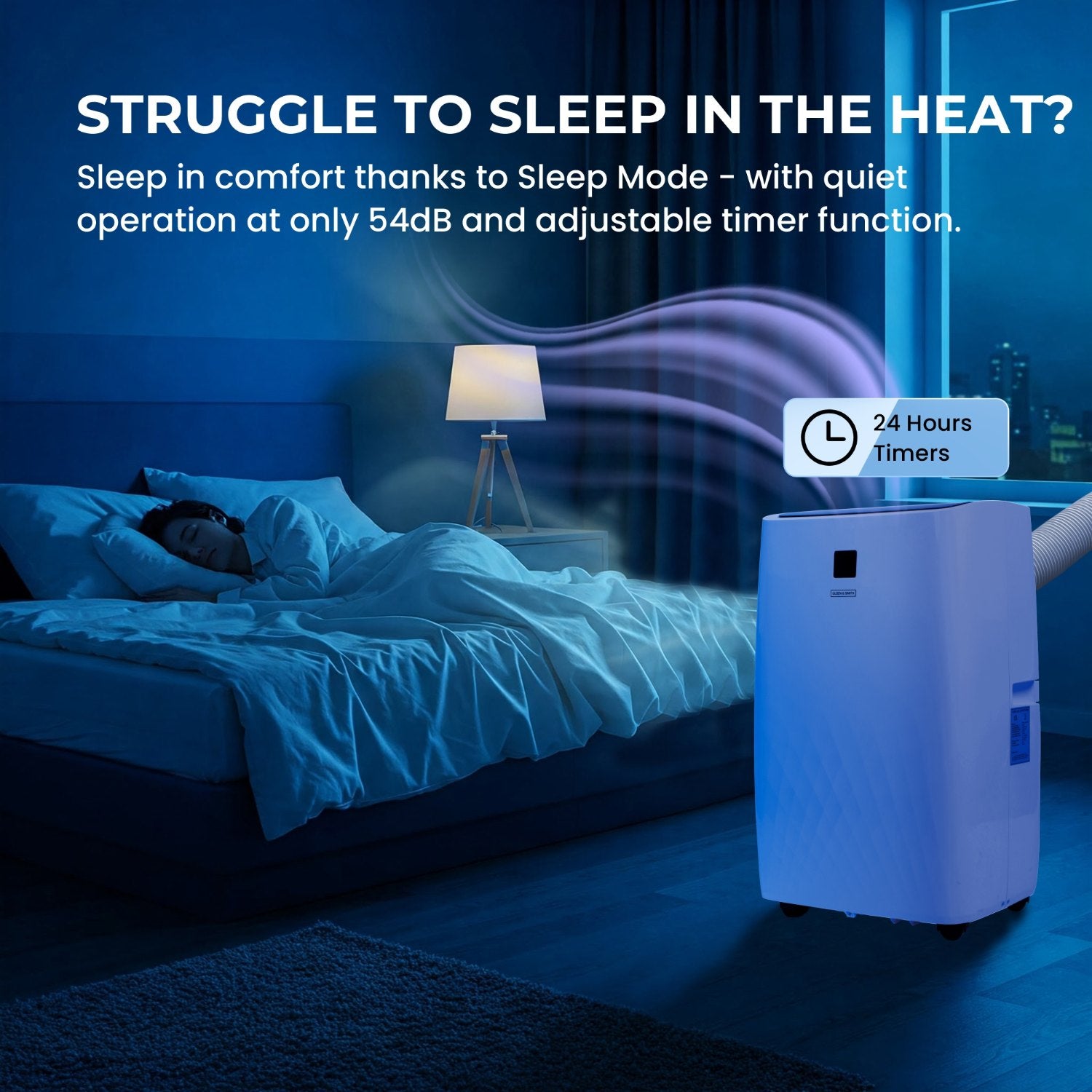 Olsen & Smith 12000 BTU 3-in-1 Paortable Air Conditioning Unit, Air Conditioner AC Air Con Cooler with Cooling, Fan & Dehumidifier Functions, 24H Timer with Window Kit & Remote Control, White