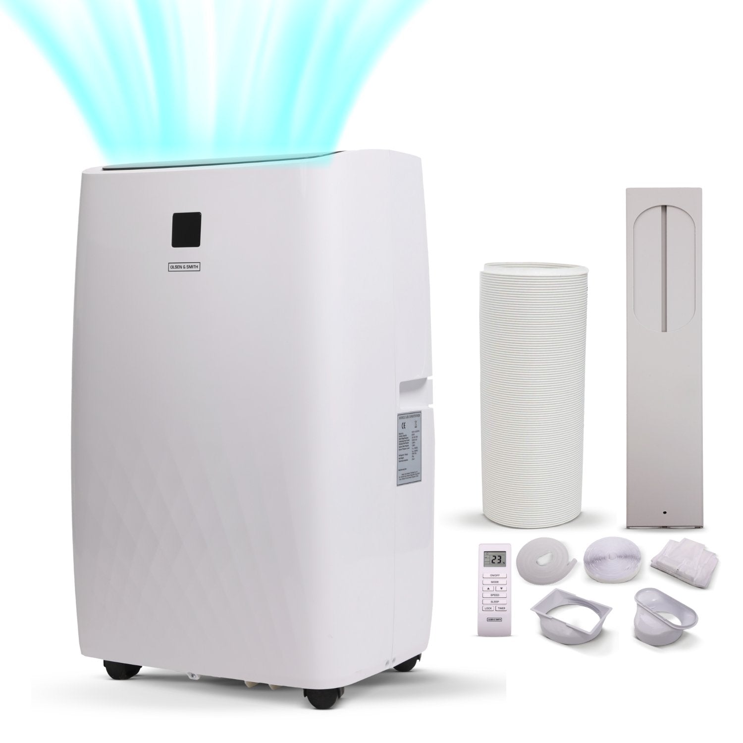 Olsen & Smith 12000 BTU 3-in-1 Paortable Air Conditioning Unit, Air Conditioner AC Air Con Cooler with Cooling, Fan & Dehumidifier Functions, 24H Timer with Window Kit & Remote Control, White