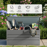 Olsen & Smith 400L Large Metal Garden Storage Box – Heavy-Duty Outdoor Storage Chest with Lock, Weather-Resistant Steel Design for Tools, Cushions, Toys & Patio Accessories – Grey