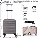Aerolite (45x36x20cm) Easyjet Maximum Size Hard Shell Carry On Hand Cabin Luggage Underseat Flight Bag Suitcase 45x36x20 with 4 Wheels