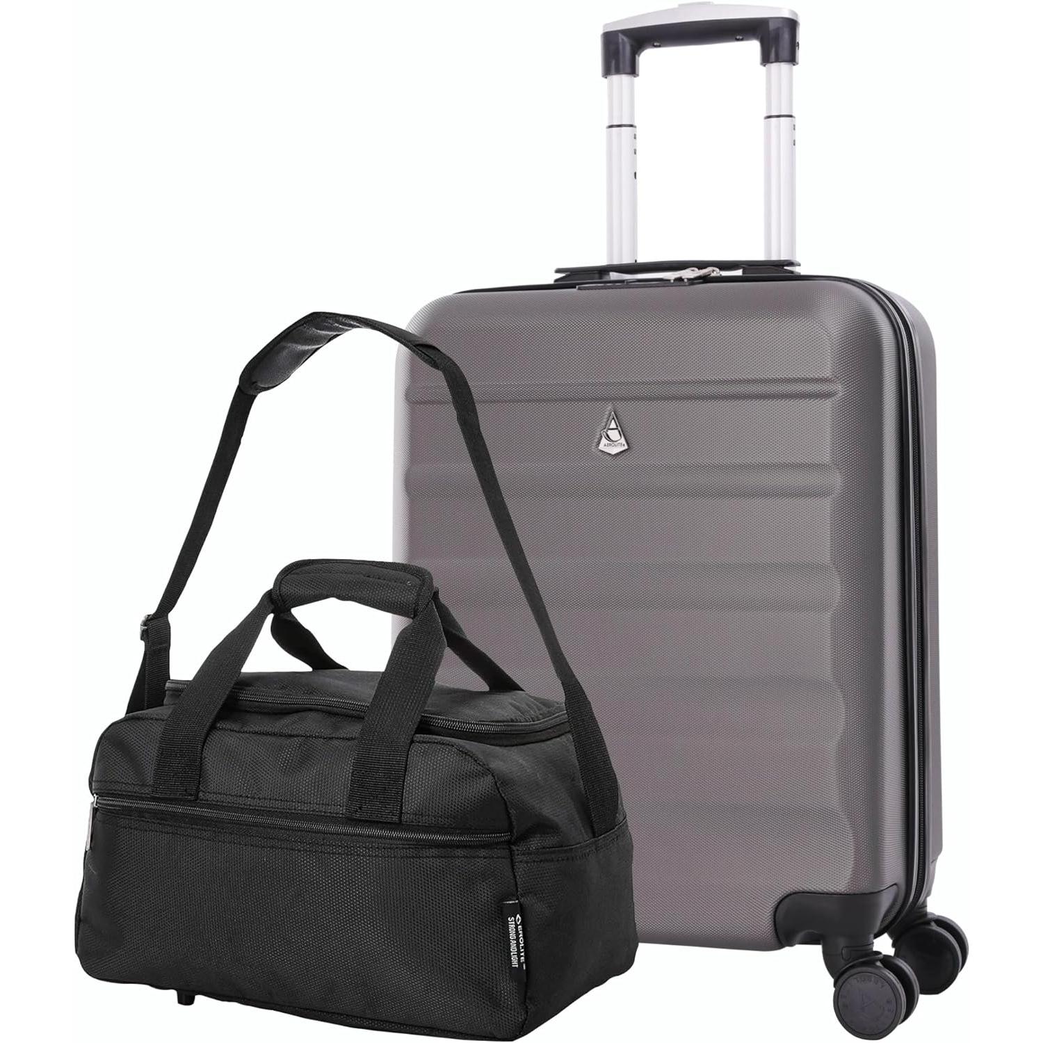 Aerolite Ryanair Max Bundle (55x40x20cm Priority Suitcase + 40x20x25cm Holdall), 2 Piece Carry On Hand Cabin Luggage Set Bundle - Aerolite UK