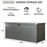 Olsen & Smith 1000L Large Metal Storage Box – Lockable Outdoor XL Garden Storage Box, Weather-Resistant, with Gas Lift – Ideal for Garden, Patio, and Outdoor Storage