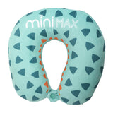 Aerolite MiniMax soft neck pillow in green with playful design, providing comfort for kids during travel as part of the bundle.