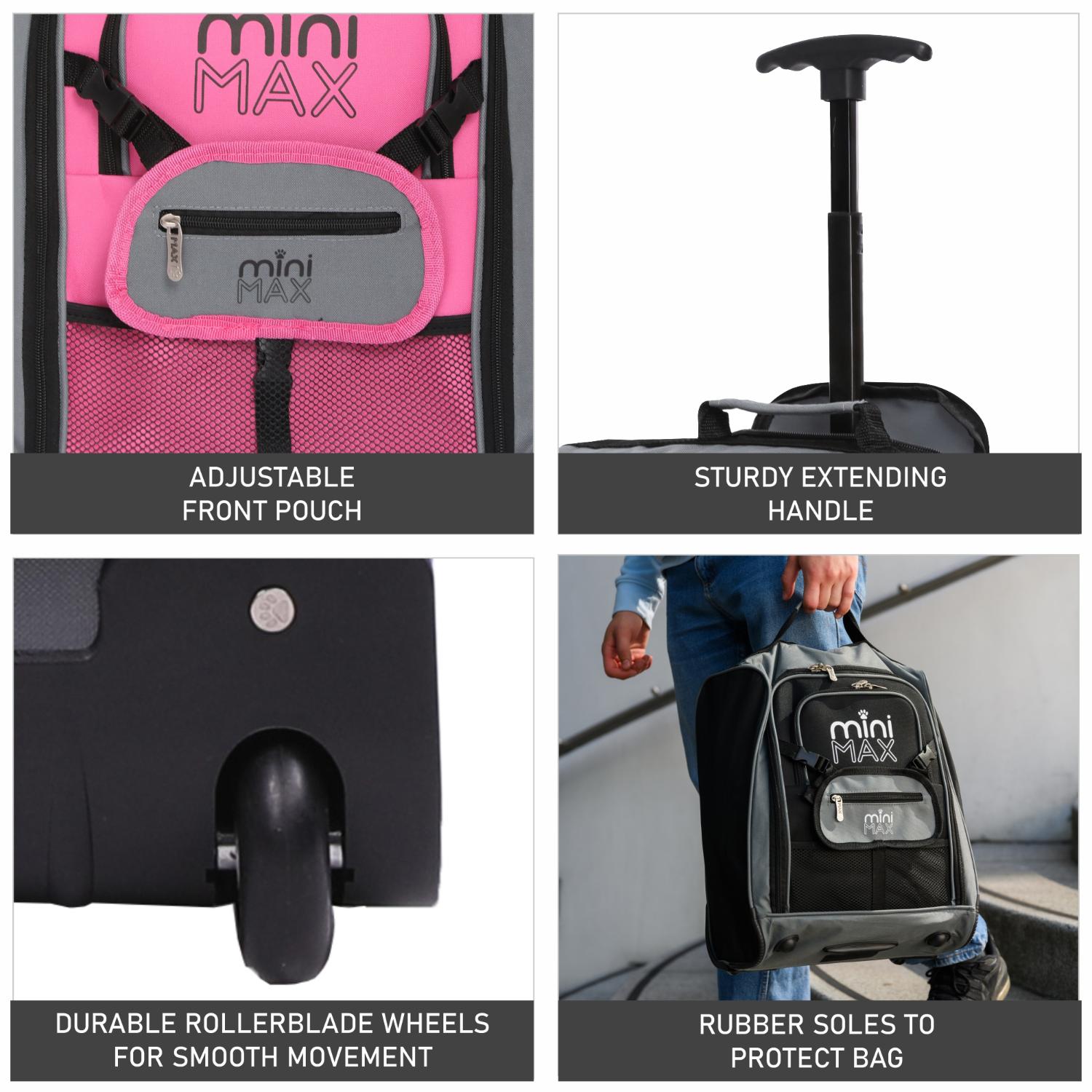 Aerolite MiniMAX Ryanair & Wizz Air 40x30x20 Maximum Size Cabin Hand Luggage Under Seat Trolley Backpack Carry On Bag 2 Wheel