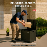 Olsen & Smith Lockable Outdoor Garden Plastic Storage Box Container Chest Lawn Balcony Furniture, Weather Resistant, Wood Panel Effect (126L)