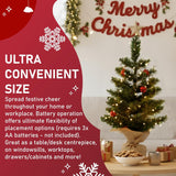 Olsen & Smith 50cm (20in) Pre-Lit Mini Christmas Tree – Battery Operated Artificial Pine Tabletop Xmas Tree with 30 Warm LED Lights, 8 Light Modes & Sack Cloth Base – Perfect for Home, Office & Desk Decoration