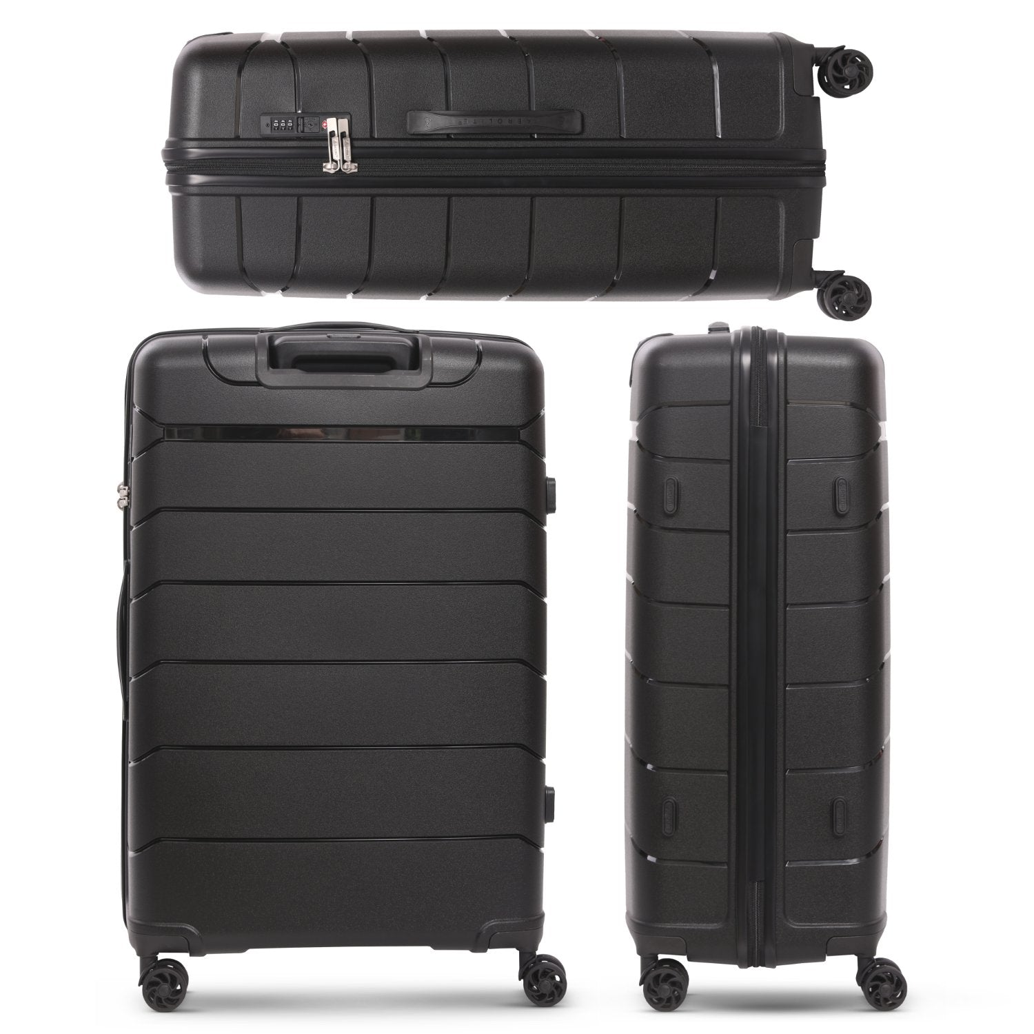 Aerolite Large 28in (100L) Lightweight Polypropylene Hard Shell Check-In Luggage Suitcase, 4 Dual Spinner Wheels, TSA Lock, Waterproof Pocket, Premium Travel Case - Black