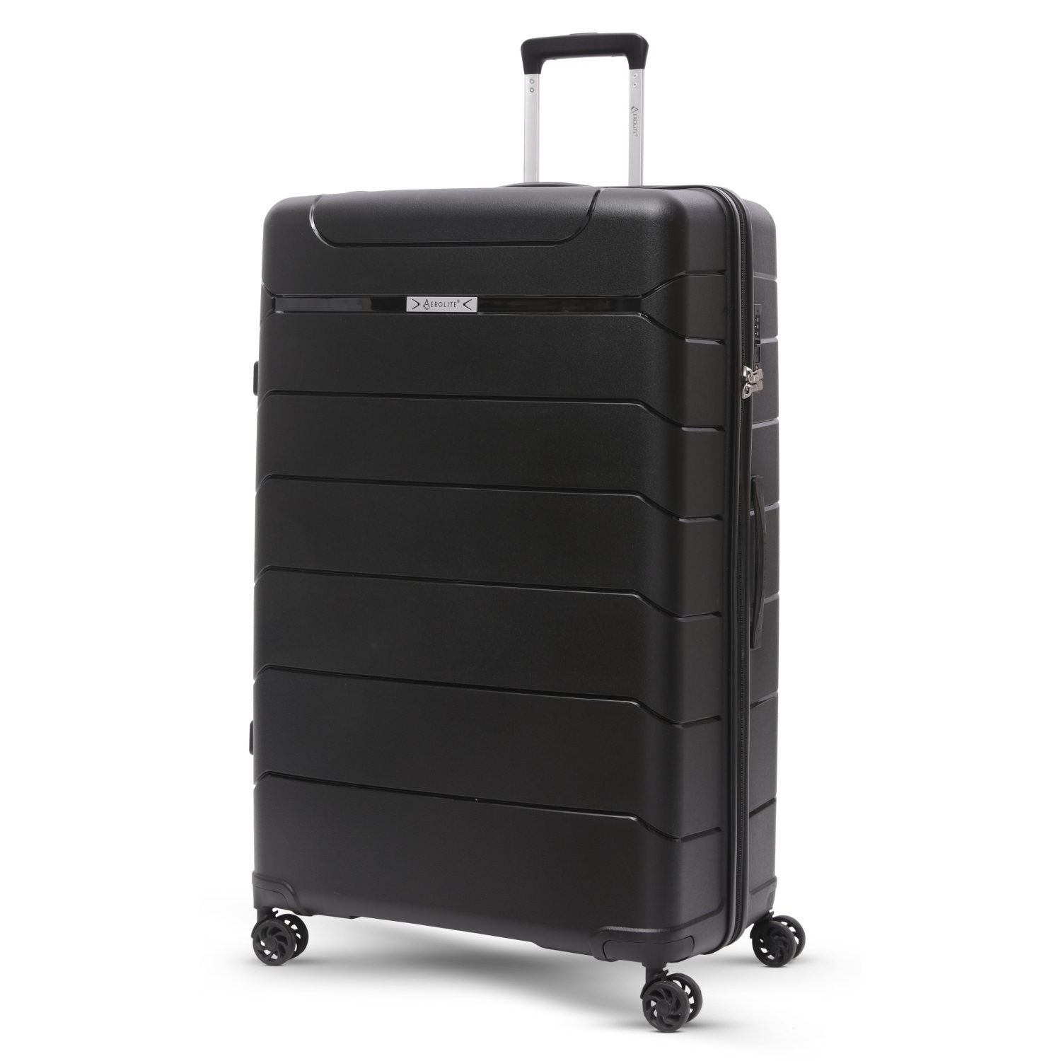 Aerolite XL 32in (144L) Lightweight Polypropylene Hard Shell Suitcase, Extra Large Check-In Luggage with 4 Spinner Wheels, TSA Lock, Waterproof Pocket - Black