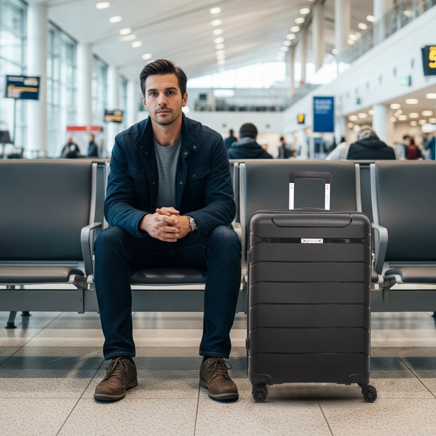 Aerolite Medium 24in (67L) Lightweight Polypropylene Hard Shell Check-In Luggage Suitcase, Dual 4-Spinner Wheels, TSA Lock, Organised Interior, Durable Travel Case – Black