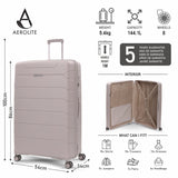 Aerolite XL 32in (144L) Lightweight Polypropylene Hard Shell Suitcase, Extra Large Check-In Luggage with 4 Spinner Wheels, TSA Lock, Waterproof Pocket - Cream