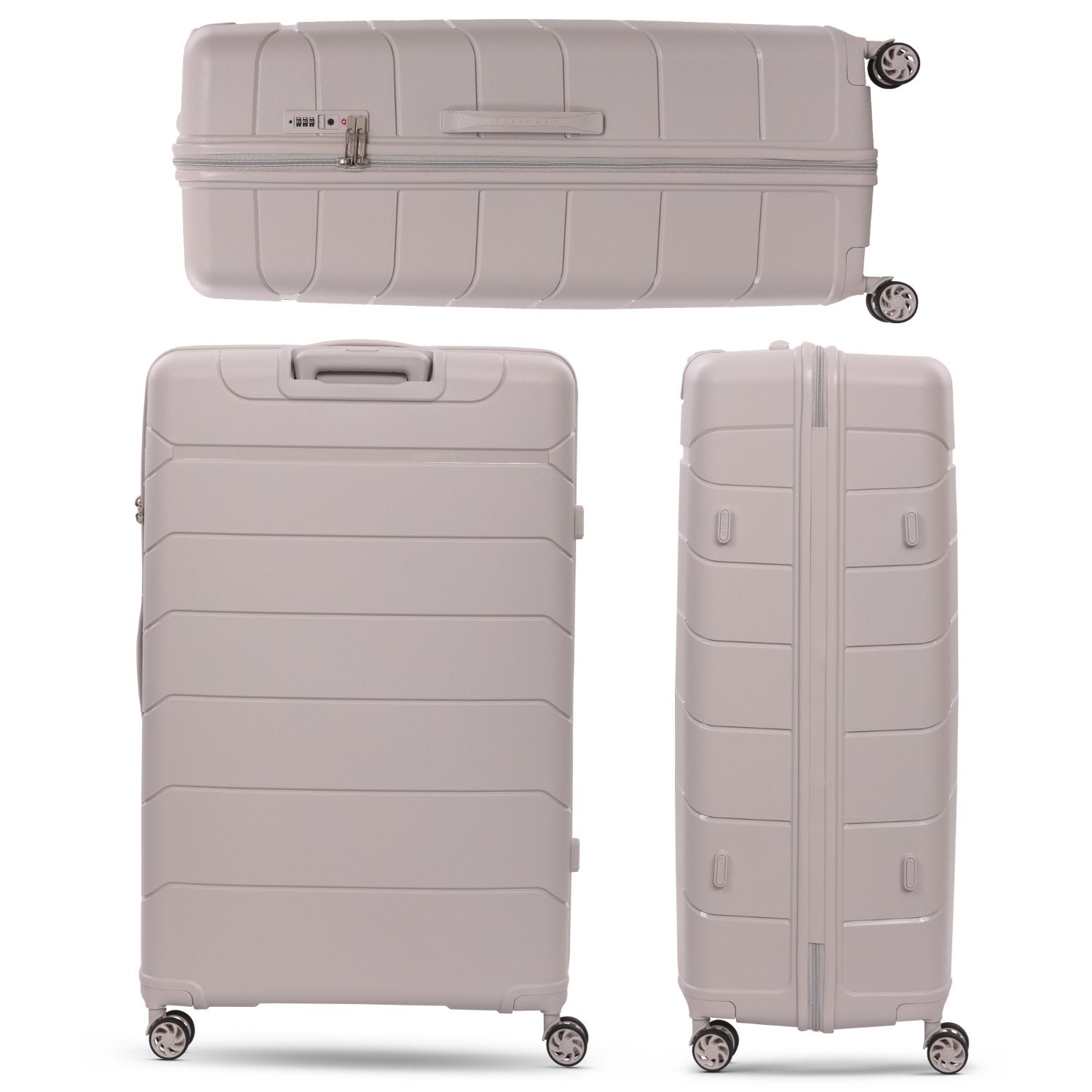 Aerolite XL 32in (144L) Lightweight Polypropylene Hard Shell Suitcase, Extra Large Check-In Luggage with 4 Spinner Wheels, TSA Lock, Waterproof Pocket - Cream