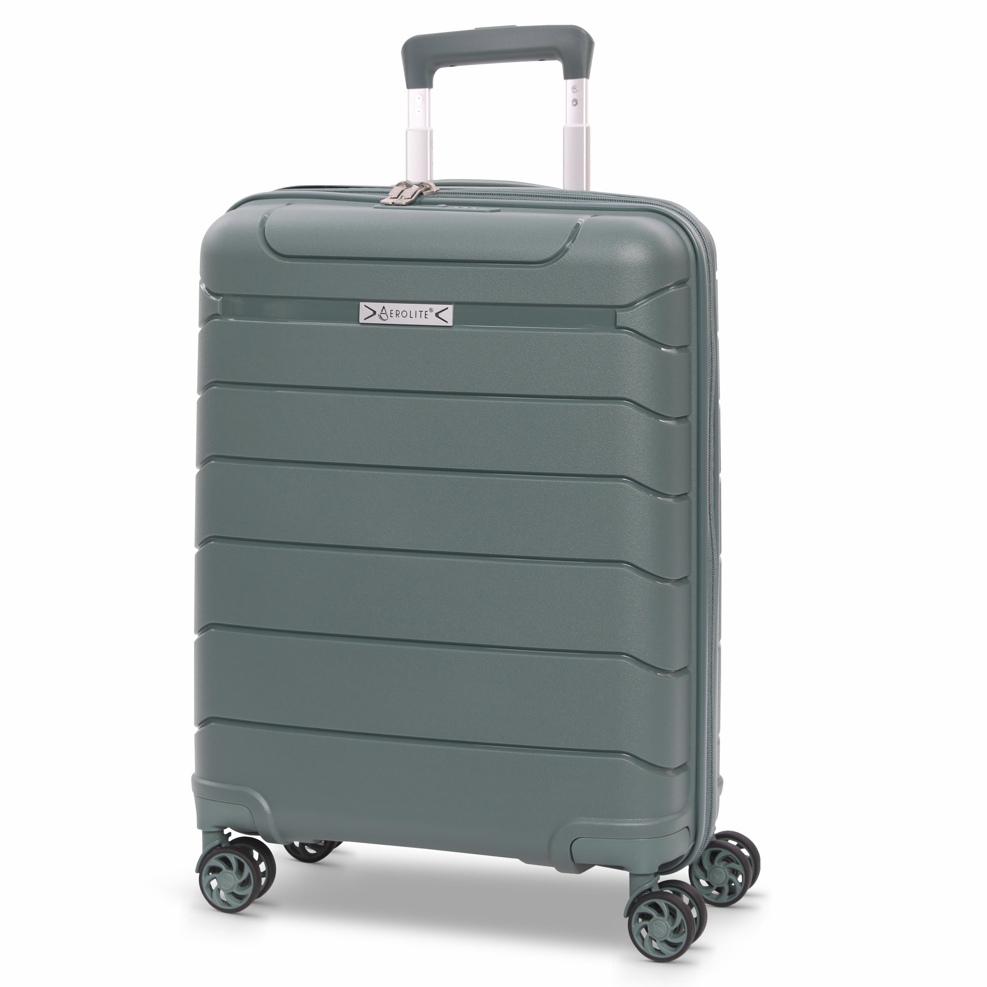 Aerolite Premium PP 3-Piece Luggage Set, Lightweight Polypropylene Hard Shell Suitcases with 4 Dual Spinner Wheels & TSA Lock, Expandable Cabin (21”), Medium (24”), Large (28”), Expandable Carry-On Case Included – Dark Green