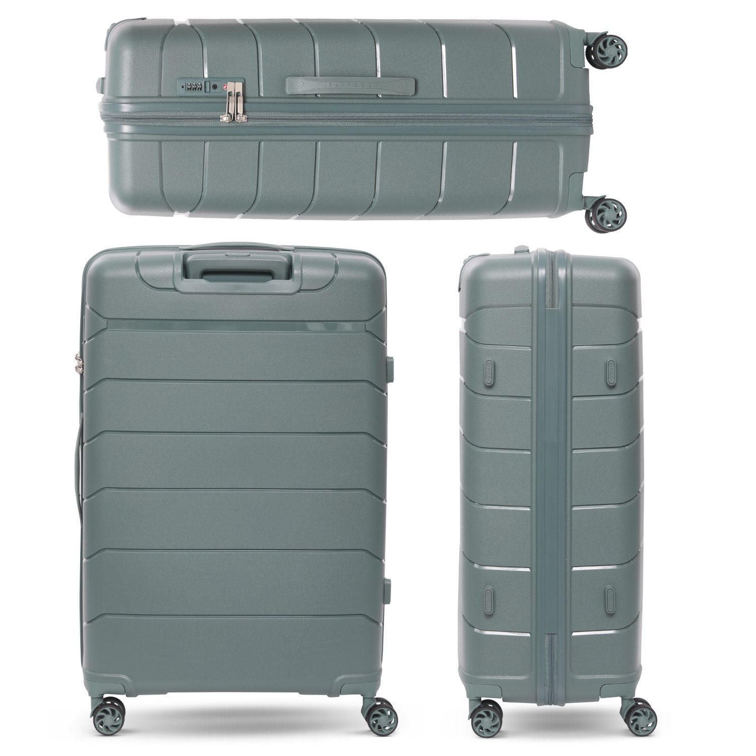 Aerolite Large 28in (100L) Lightweight Polypropylene Hard Shell Check-In Luggage Suitcase, 4 Dual Spinner Wheels, TSA Lock, Waterproof Pocket, Premium Travel Case - Green