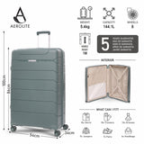 Aerolite XL 32in (144L) Lightweight Polypropylene Hard Shell Suitcase, Extra Large Check-In Luggage with 4 Spinner Wheels, TSA Lock, Waterproof Pocket - Green