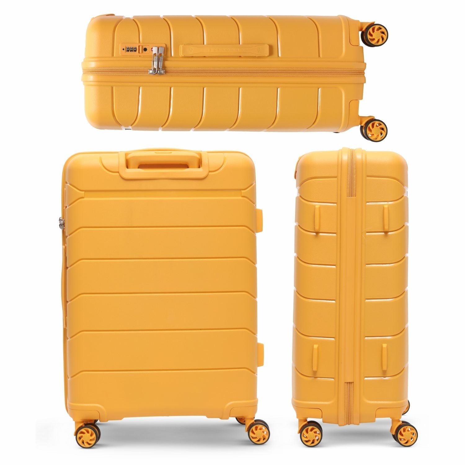 Aerolite Medium 24in (67L) Lightweight Polypropylene Hard Shell Check-In Luggage Suitcase, Dual 4-Spinner Wheels, TSA Lock, Organised Interior, Durable Travel Case – Mango