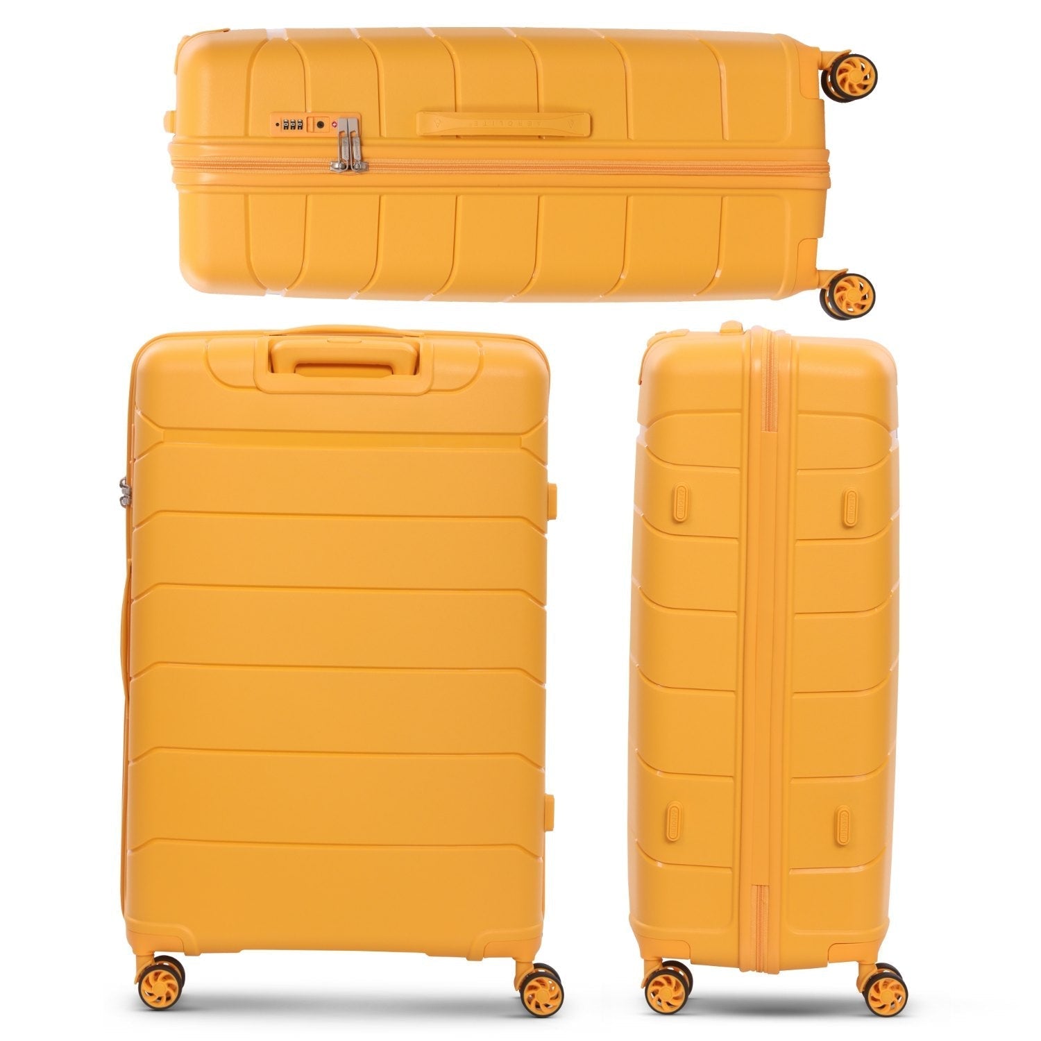 Aerolite Large 28in (100L) Lightweight Polypropylene Hard Shell Check-In Luggage Suitcase, 4 Dual Spinner Wheels, TSA Lock, Waterproof Pocket, Premium Travel Case - Mango