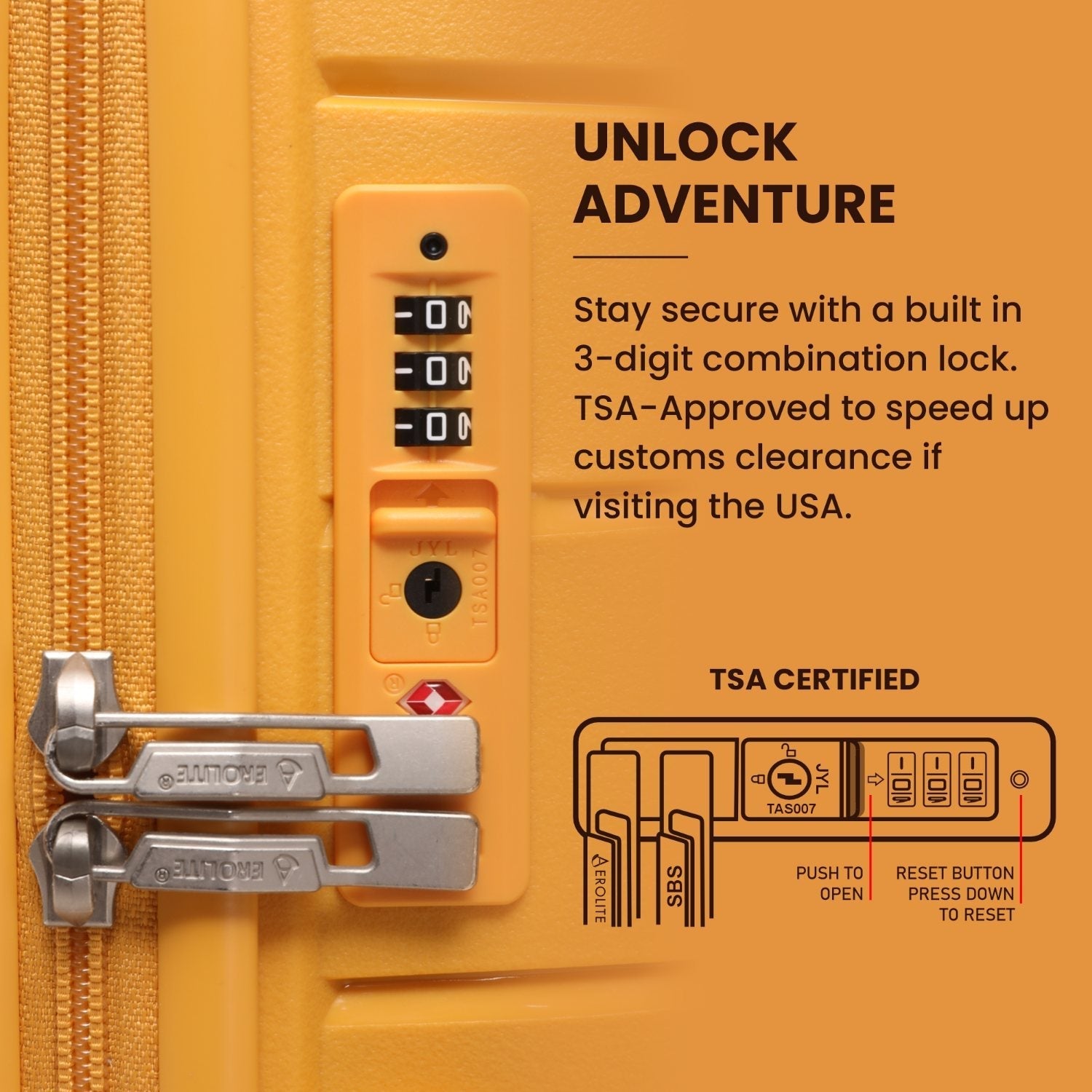 Aerolite XL 32in (144L) Lightweight Polypropylene Hard Shell Suitcase, Extra Large Check-In Luggage with 4 Spinner Wheels, TSA Lock, Waterproof Pocket - Mango